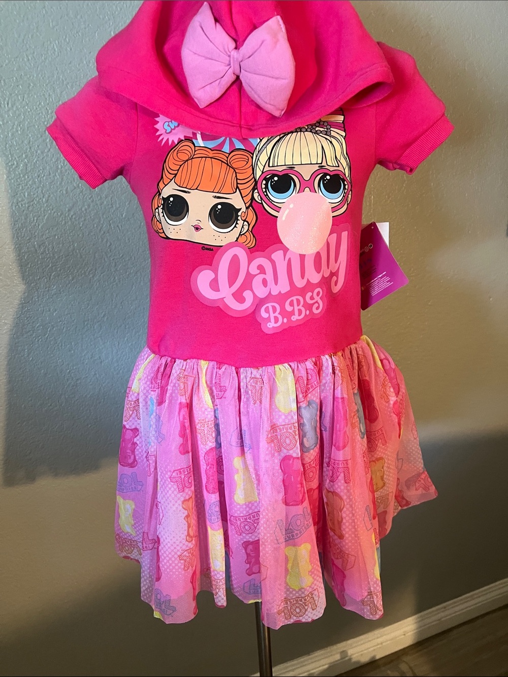 L.O.L. Surprise! Bright Pink Candy Graphic Hooded Dress